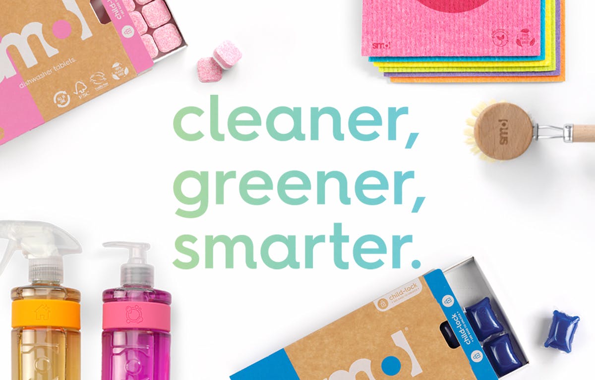 smol products. text: cleaner, greener, smarter.