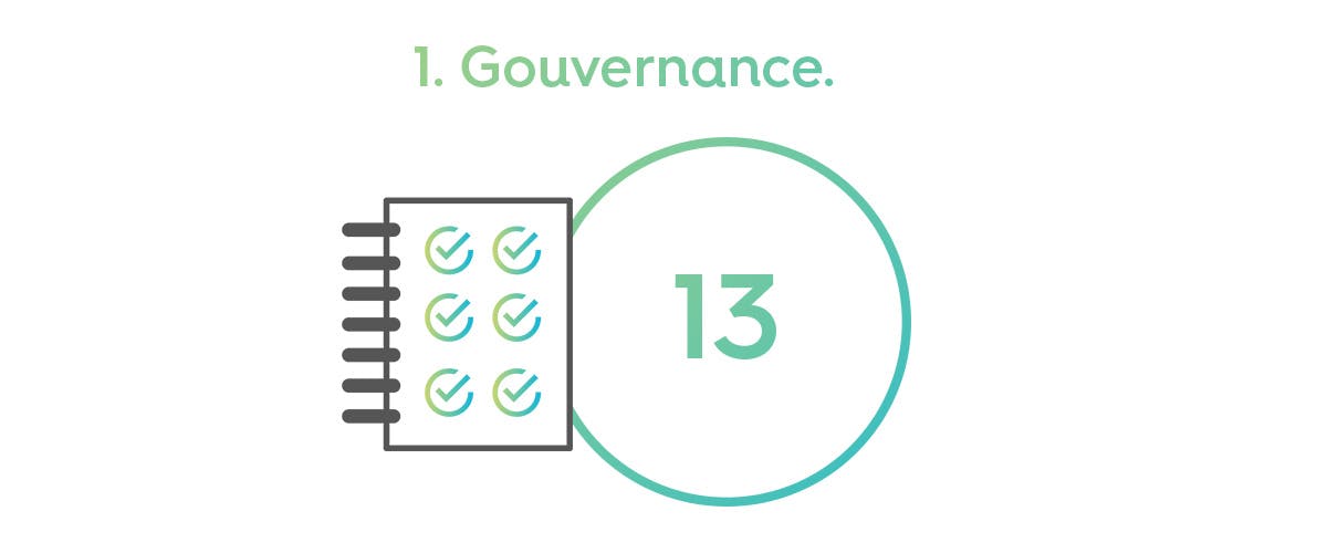 score B Corp sur la gouvernance de smol (13) dans un cercle à côté d'une liste dans un carnet