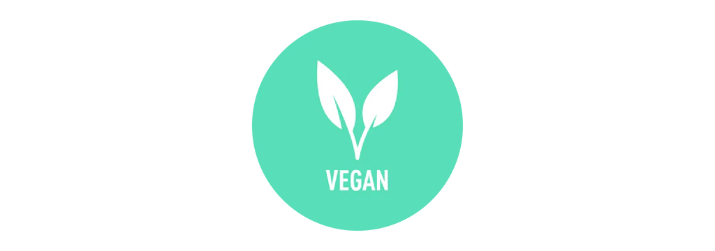 Vegan Logo auf türkiesem Hintergrund