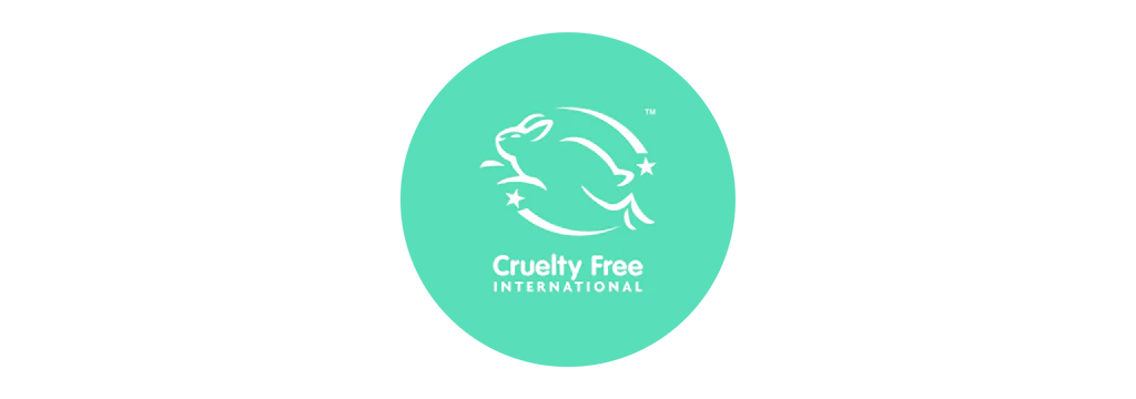 leaping bunny logo auf türkiesem Hintergrund