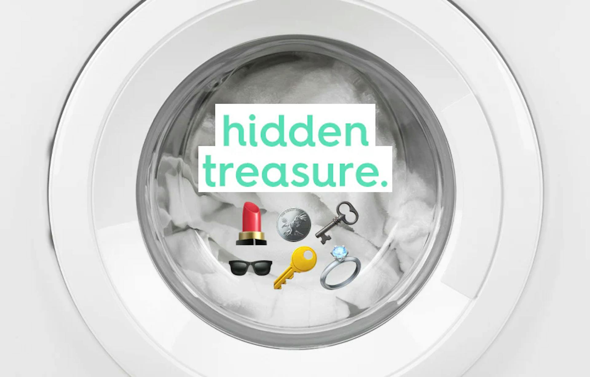 washing machine with text: hidden treasure