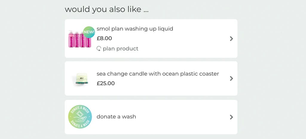 a screenshot of a smol account showing a donate a wash product