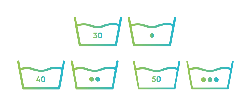 cycle temperature symbols for 30, 40, and 50 degrees celcius