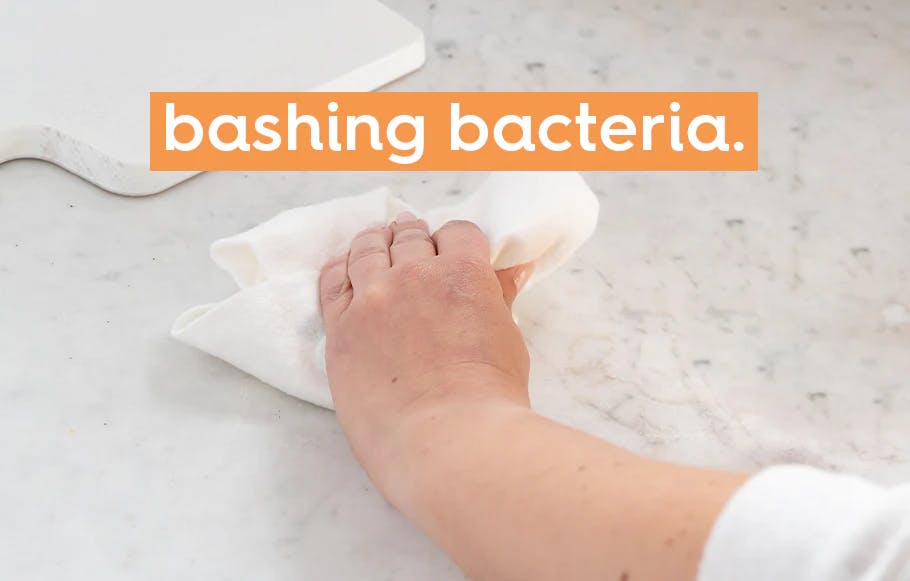 wiping surface with anti bacterial wipe