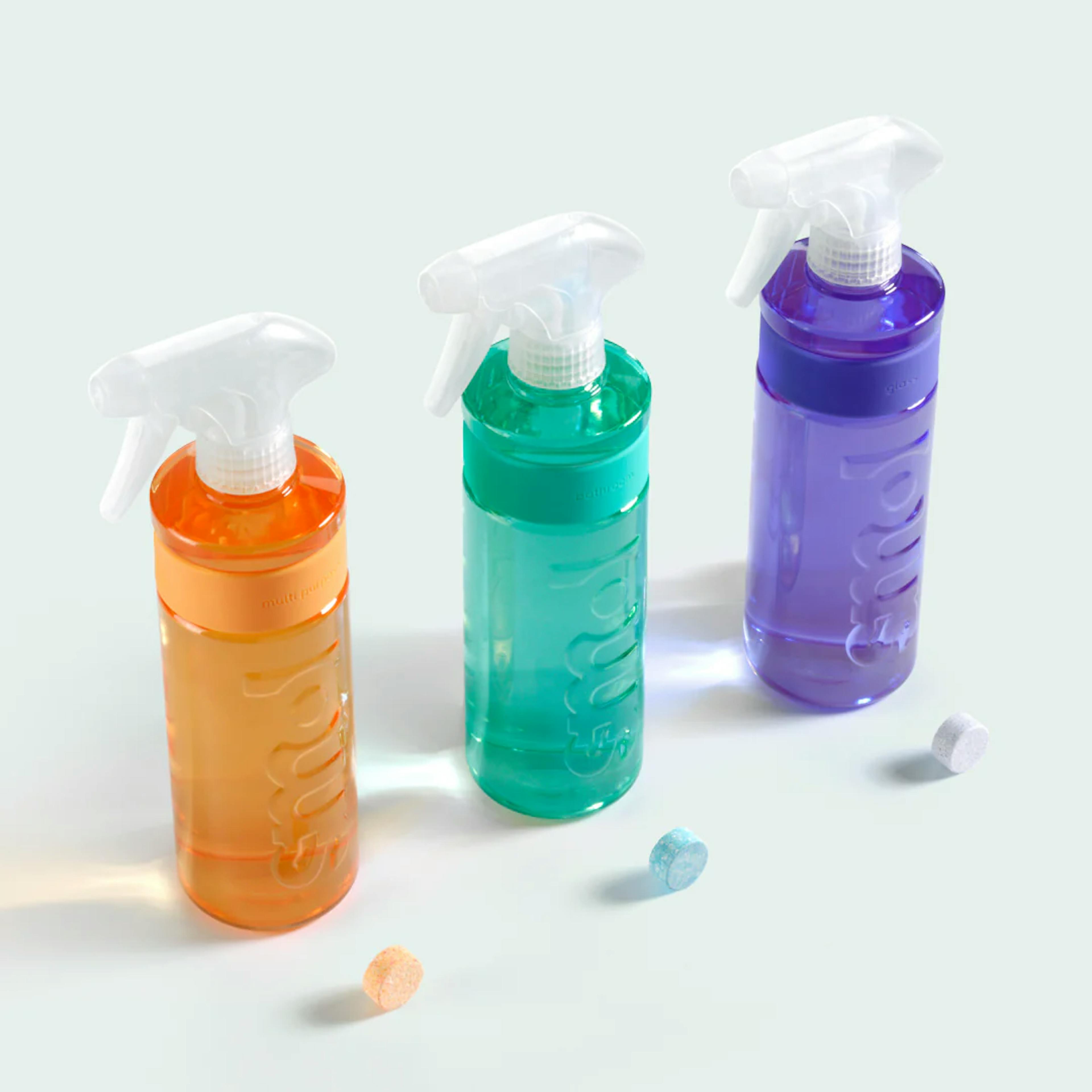 3 smol spray bottles lined up