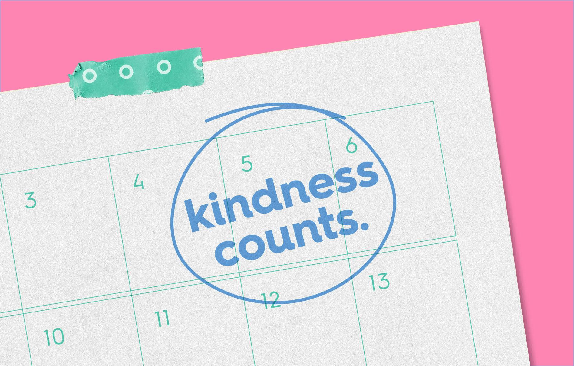 a calendar showing the date 5th September. Text: kindness counts