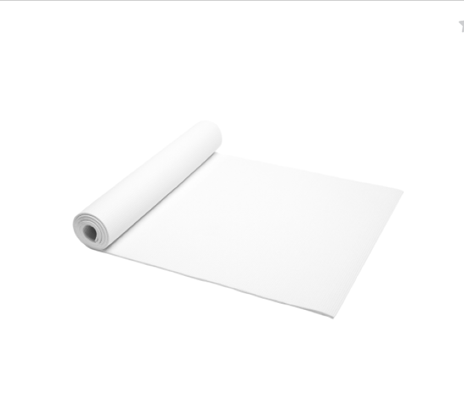 white color yoga mat half rolled up