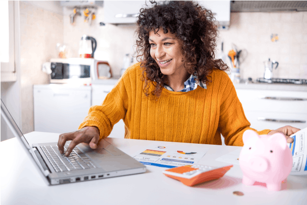 Women on laptop checking finances