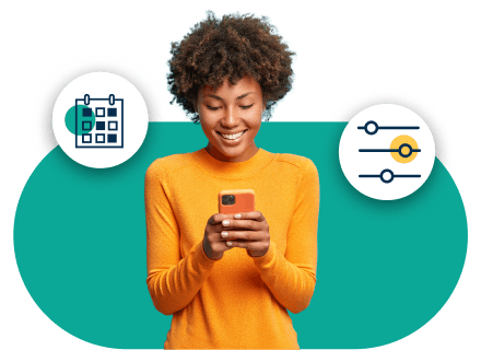 Woman calculating transactions on her phone