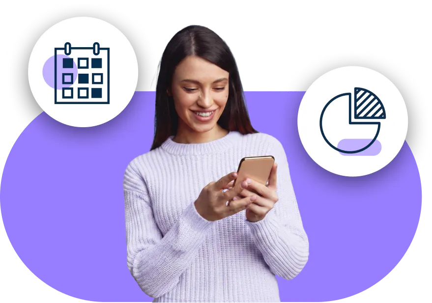 Woman calculating transactions on her phone
