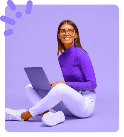 Woman sat with laptop