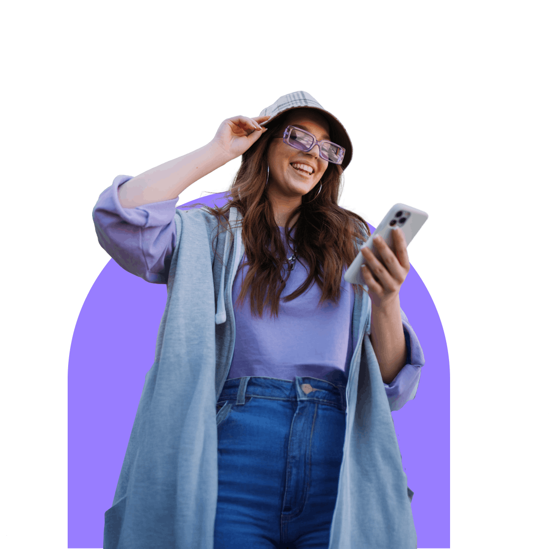 A woman looking at a phone.