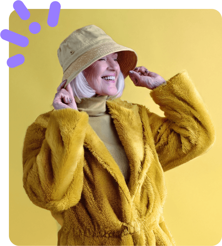 Woman smiling.