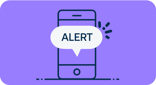 A phone displaying the message 'Alert'.