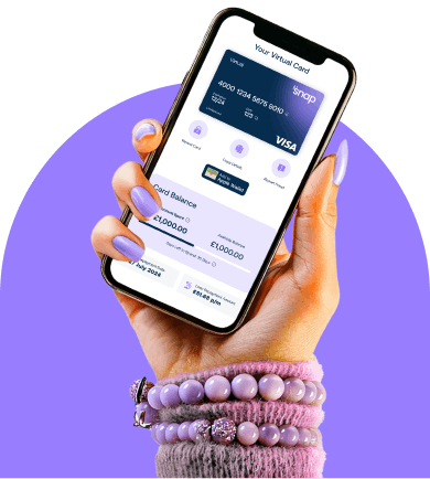 A hand holding a phone displaying the virtual card.