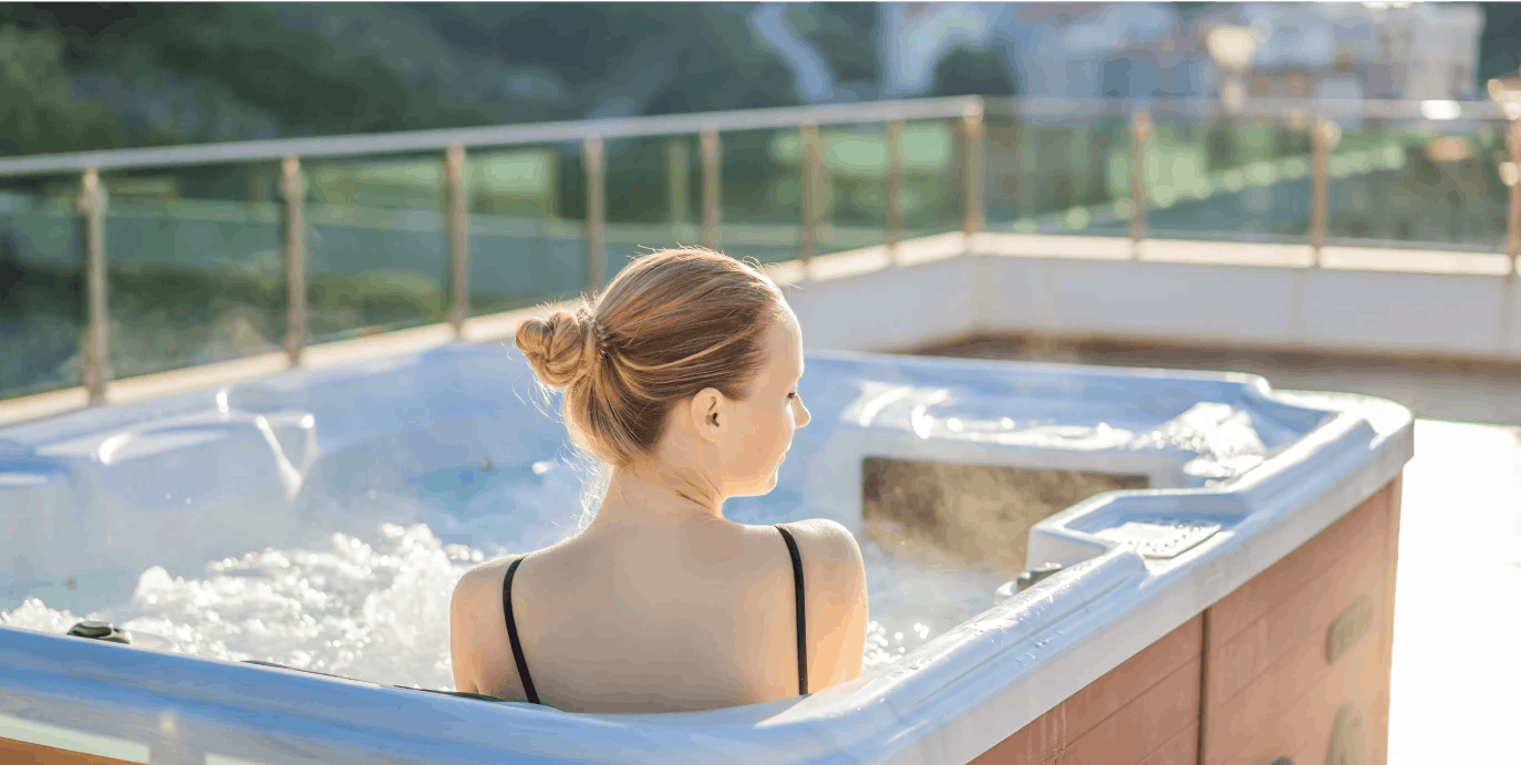 Women sat in hot tub