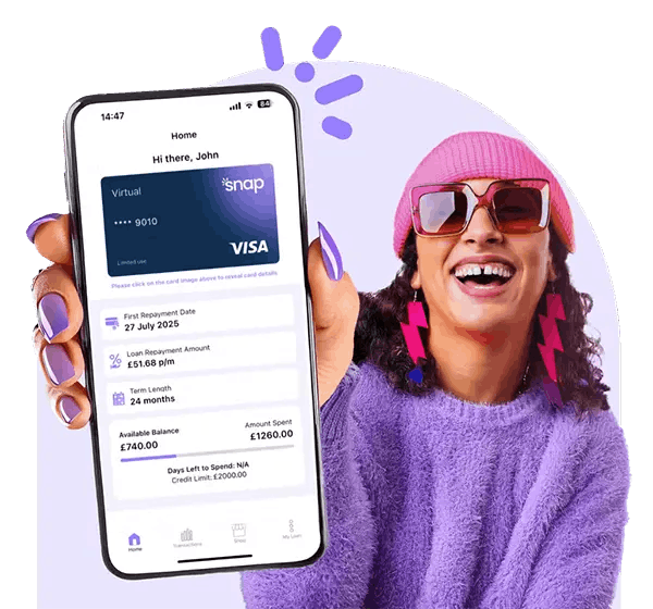 Girl showing snap card on her phone