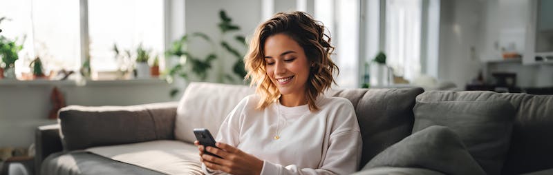 Girl on phone smiling