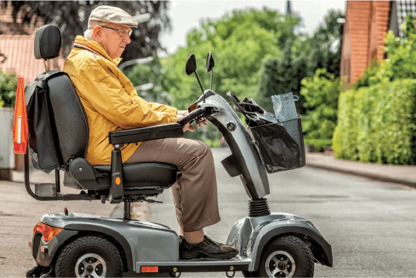 Man on a mobility scooter