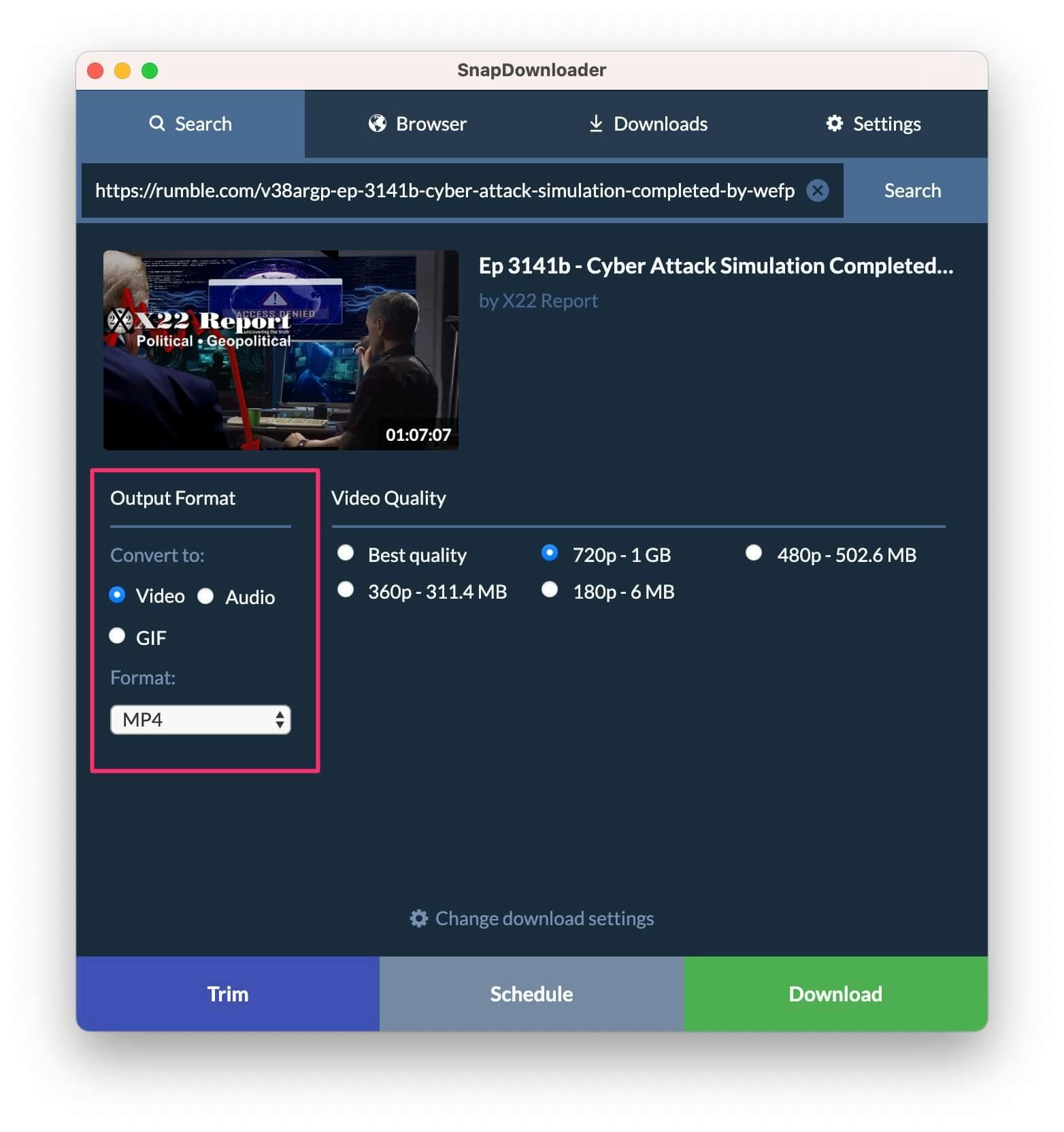 select output format