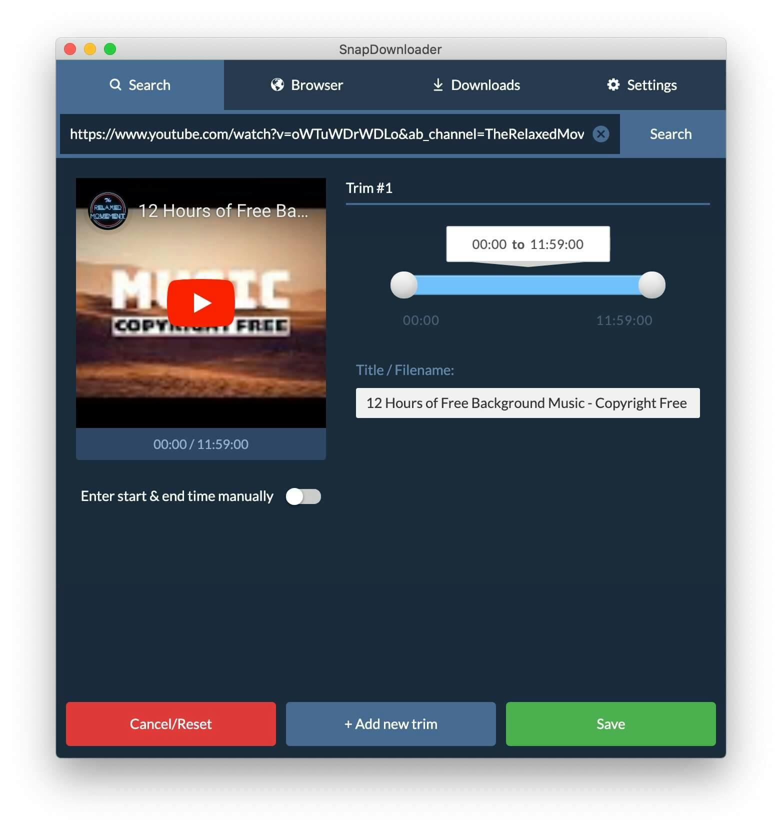 trim online videos with snapdownloader