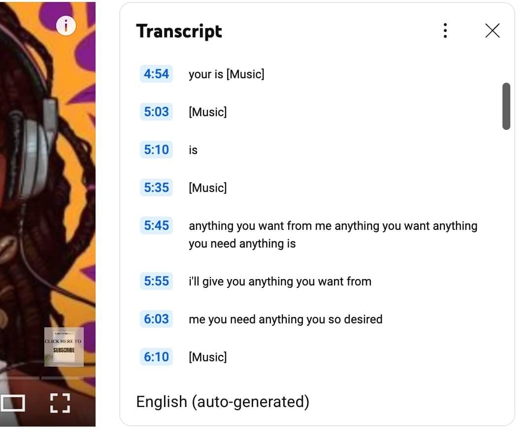 youtube video transcript