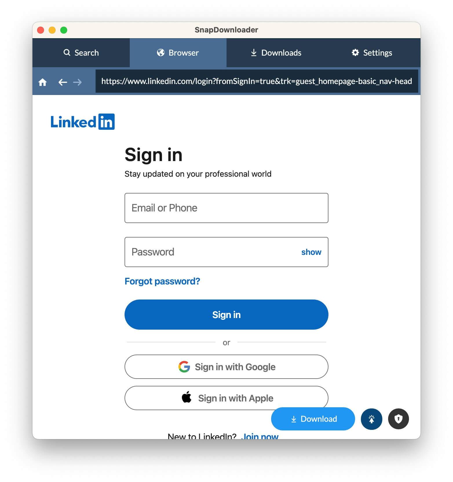 log in to linkedin