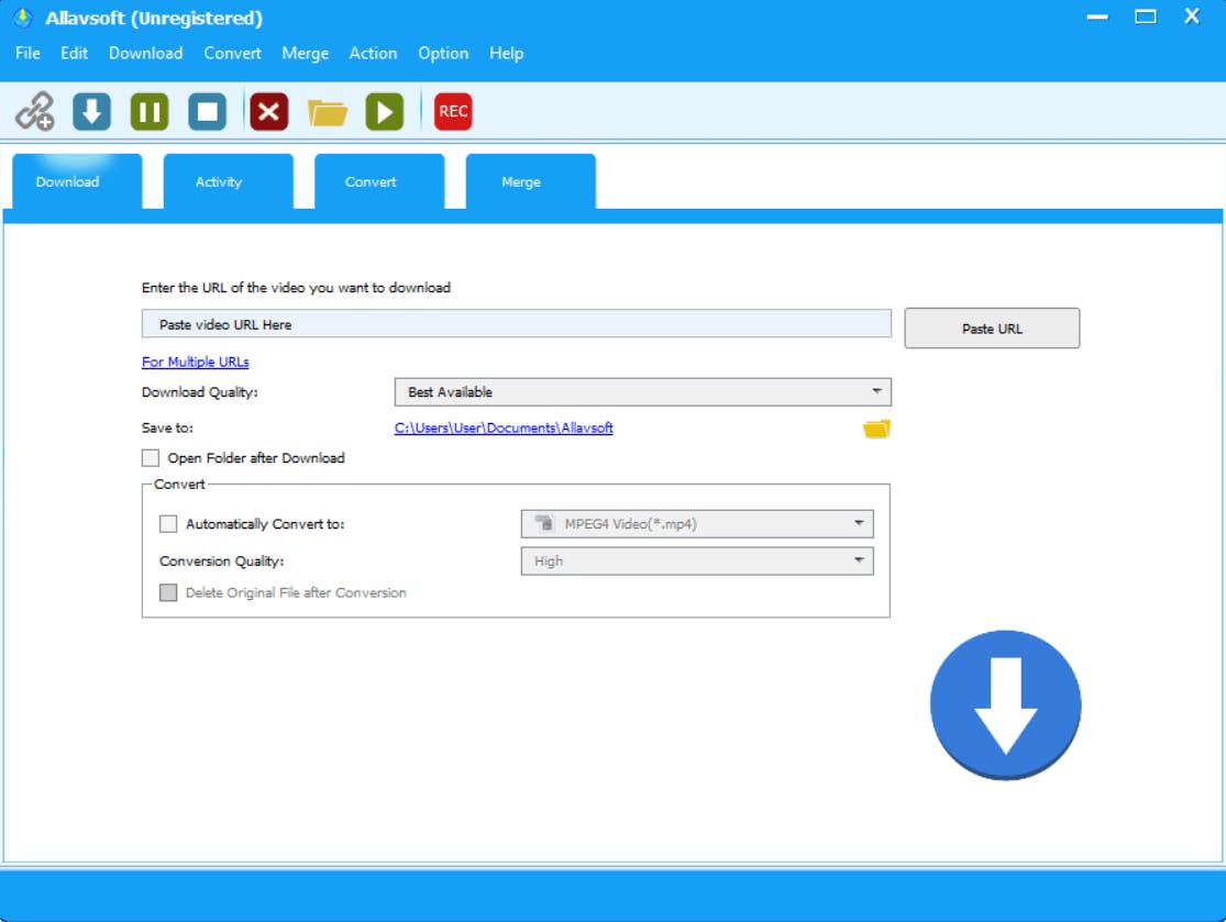 allavsoft downloader interface