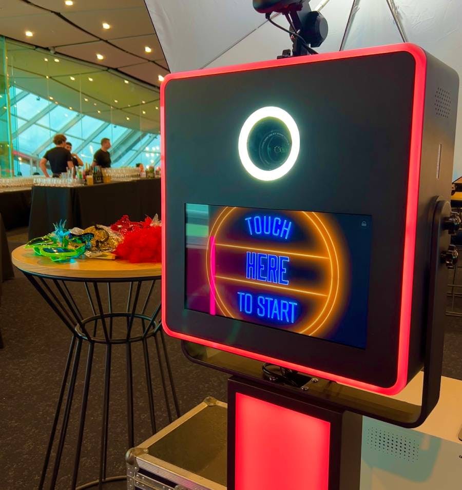 red neon photo booth brand activation