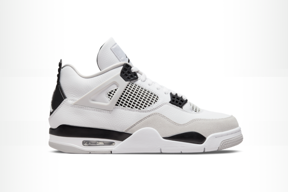 Mens Nike Air Jordan 4 Retro 'Military Black' White Black Grey