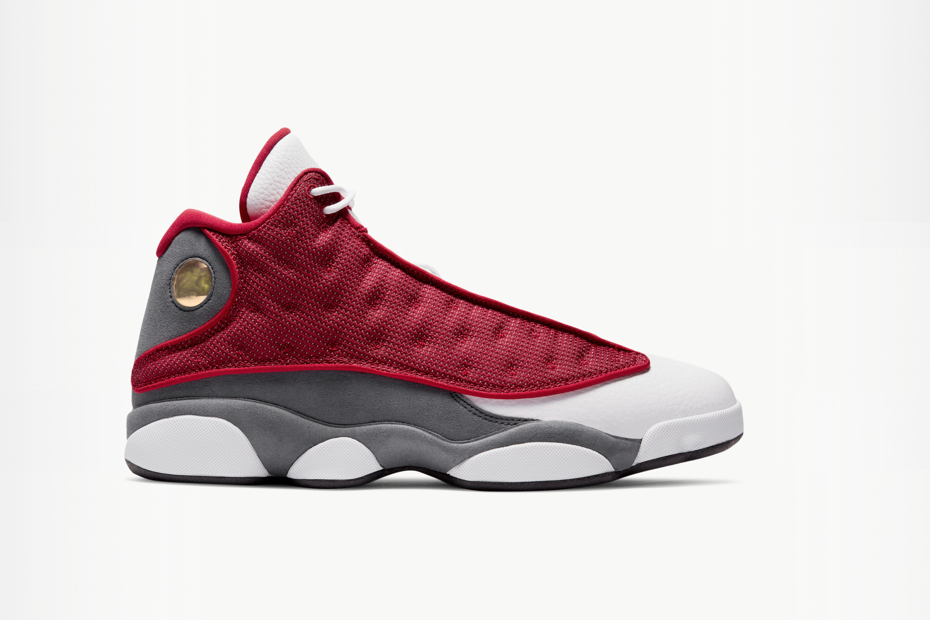 grey and red jordans 13