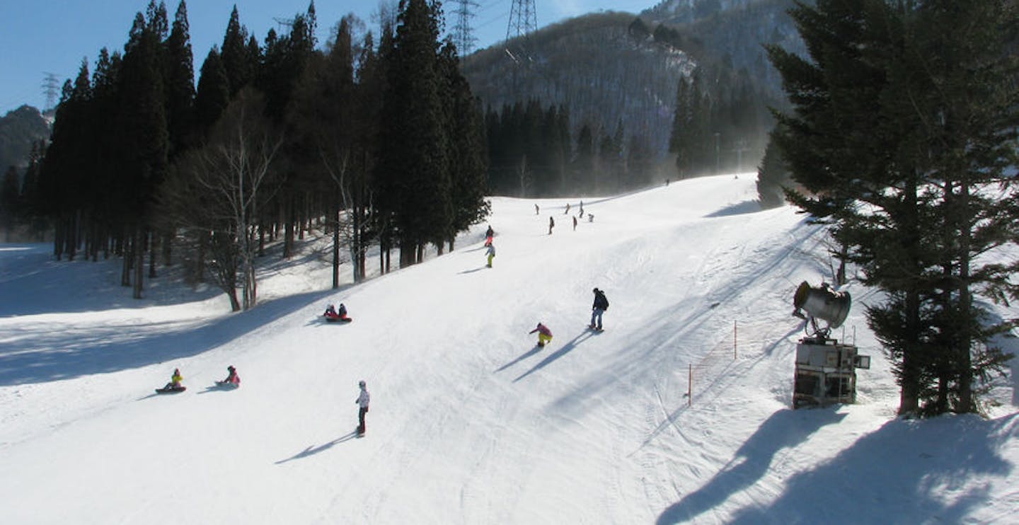 Snowboarding down a slope