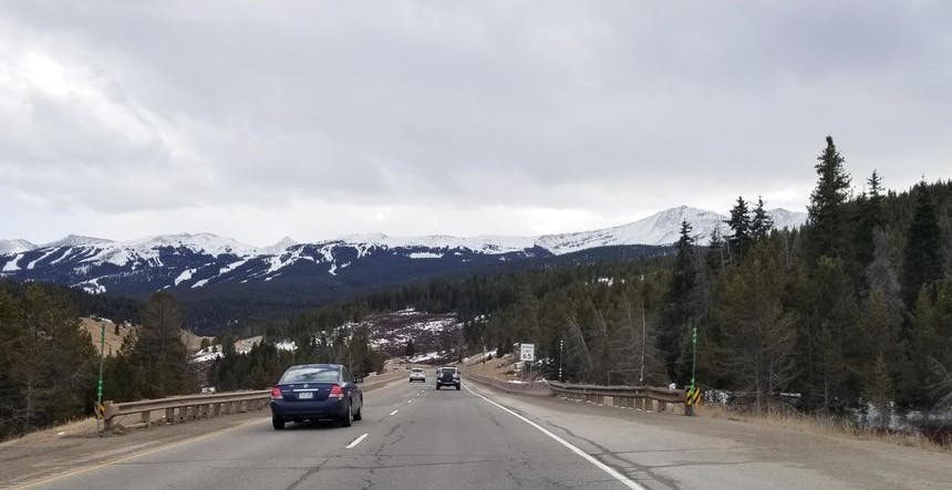 I-70 eastbound from Vail pass view of Copper mountain
