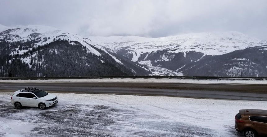 Highway 6 Loveland Pass looking down on Eisenhower Tunnel