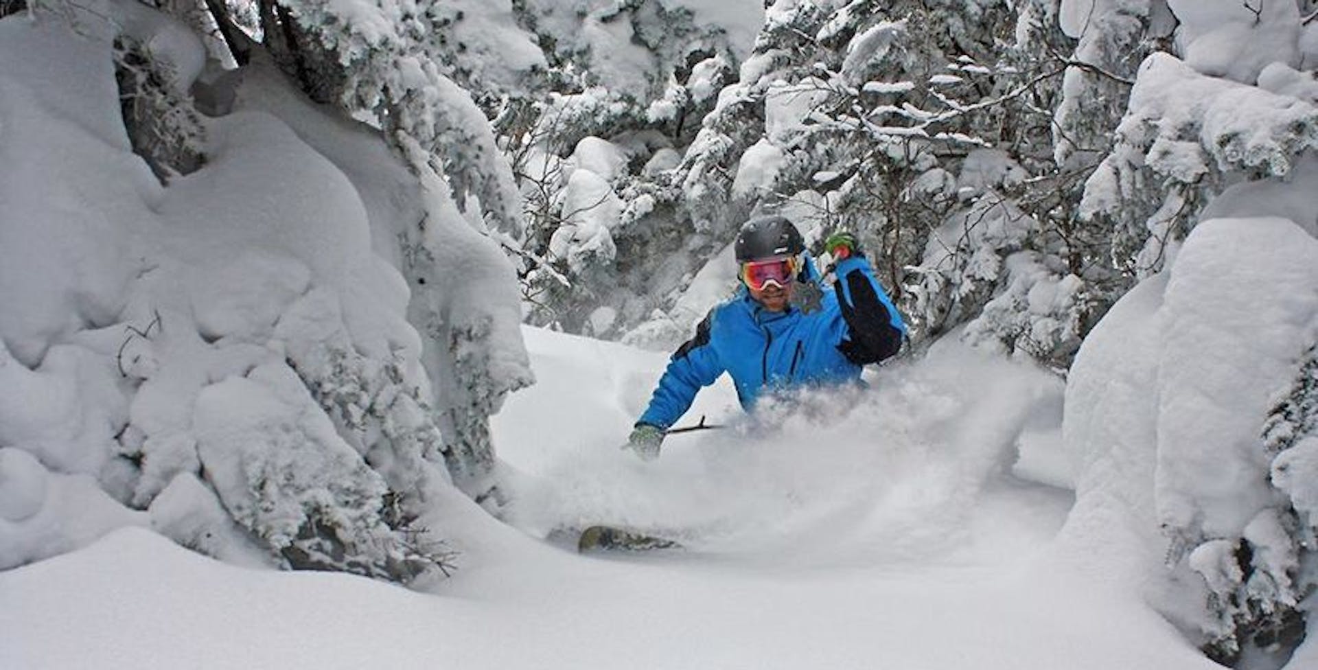 Skiing through powder