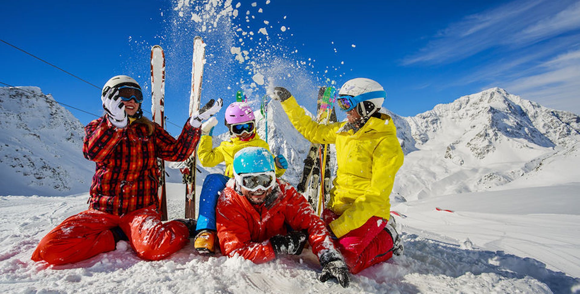 Family enjoying their ski vacation