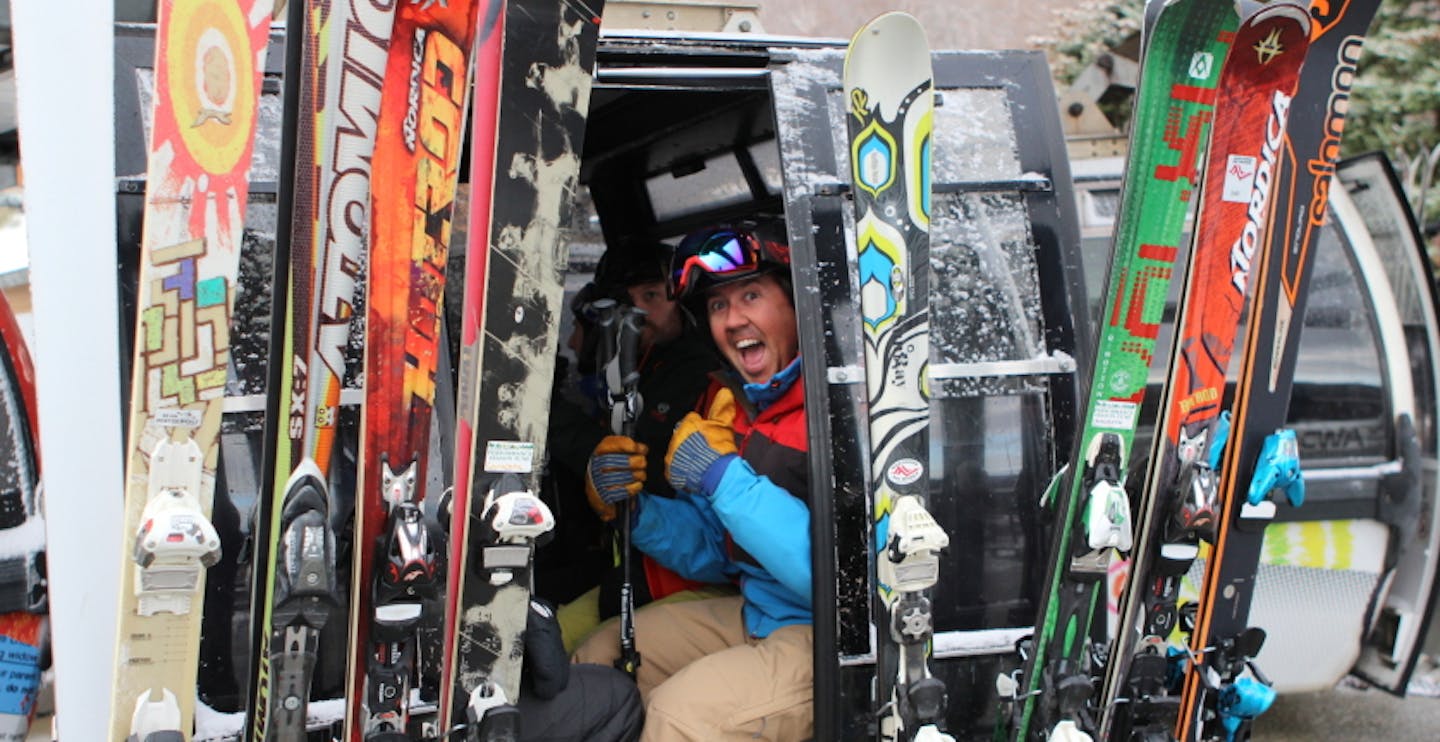 Skier on gondola