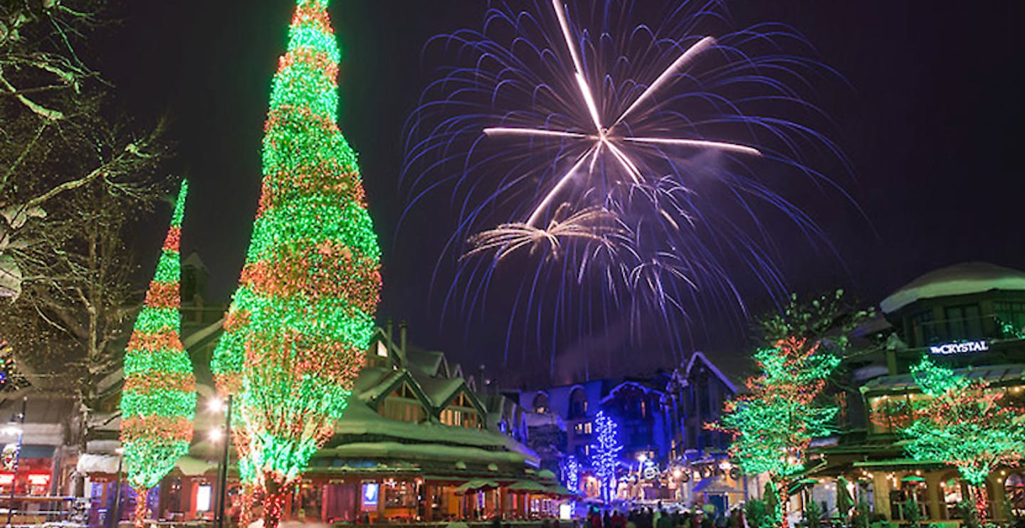 Christmas lights and fireworks at Whistler Blackcomb