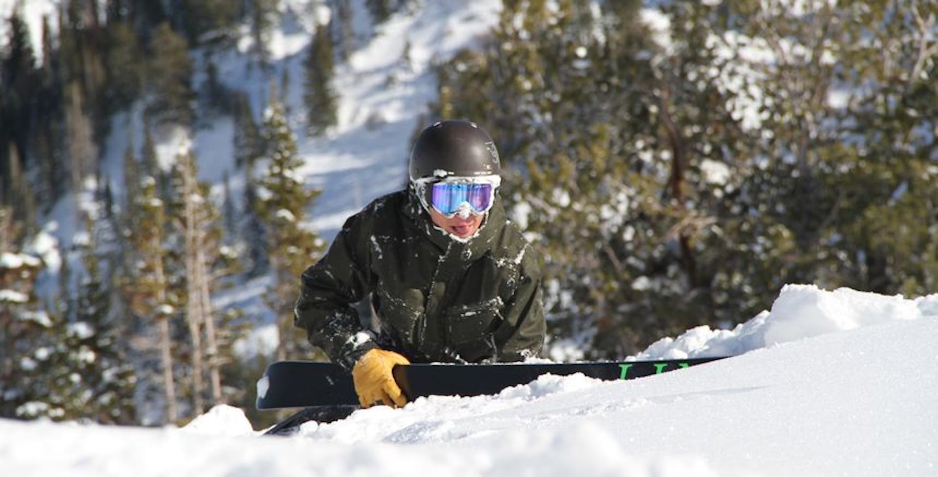 Skier getting out of powder