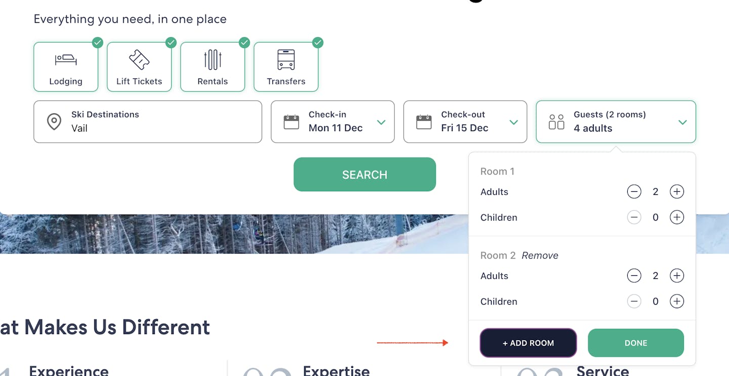Booking multiple rooms.