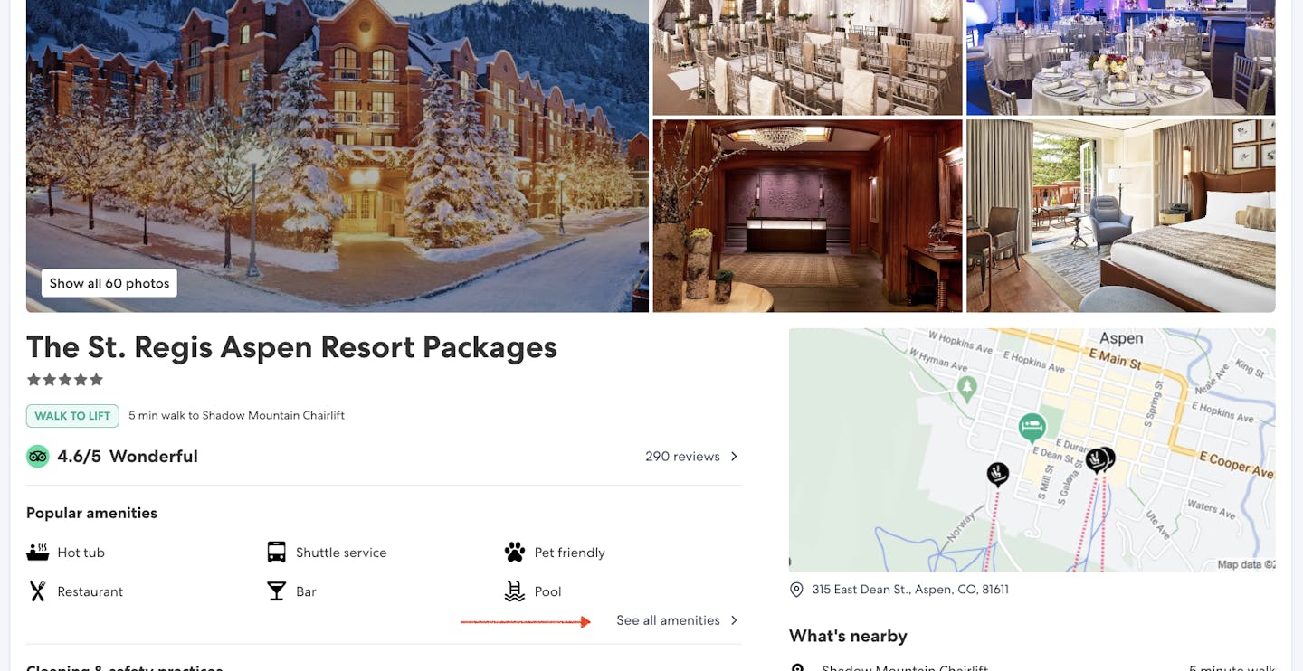 Amenities option.