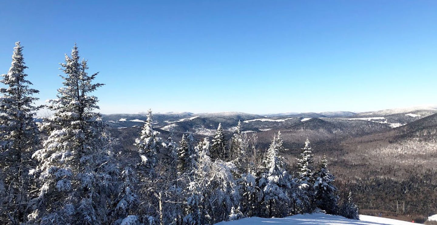The snowy slopes at Mont Sainte-Anne in Quebec, Canada, near Montreal.