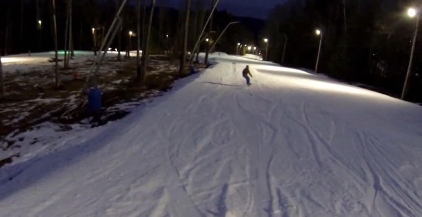 Night skiing at Pat's Peak near Boston, Massachusetts, in New Hampshire, USA.