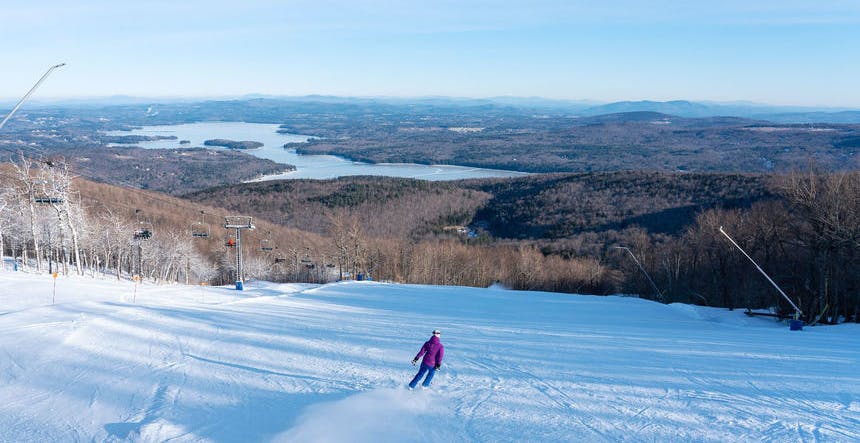 Skiing down towards Lake Sunapee (Photo credit: Mount Sunapee)