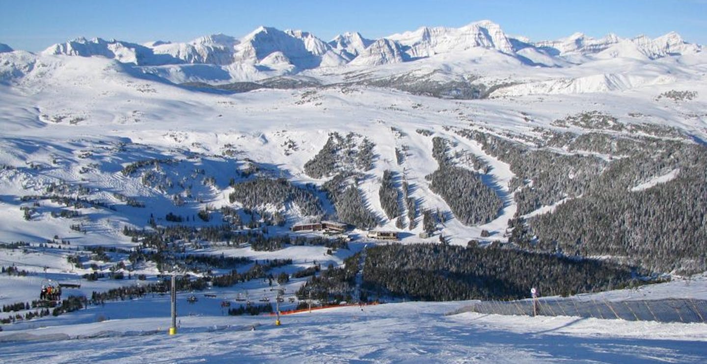 Enjoy incredible views of the Canadian Rockies as you ski 