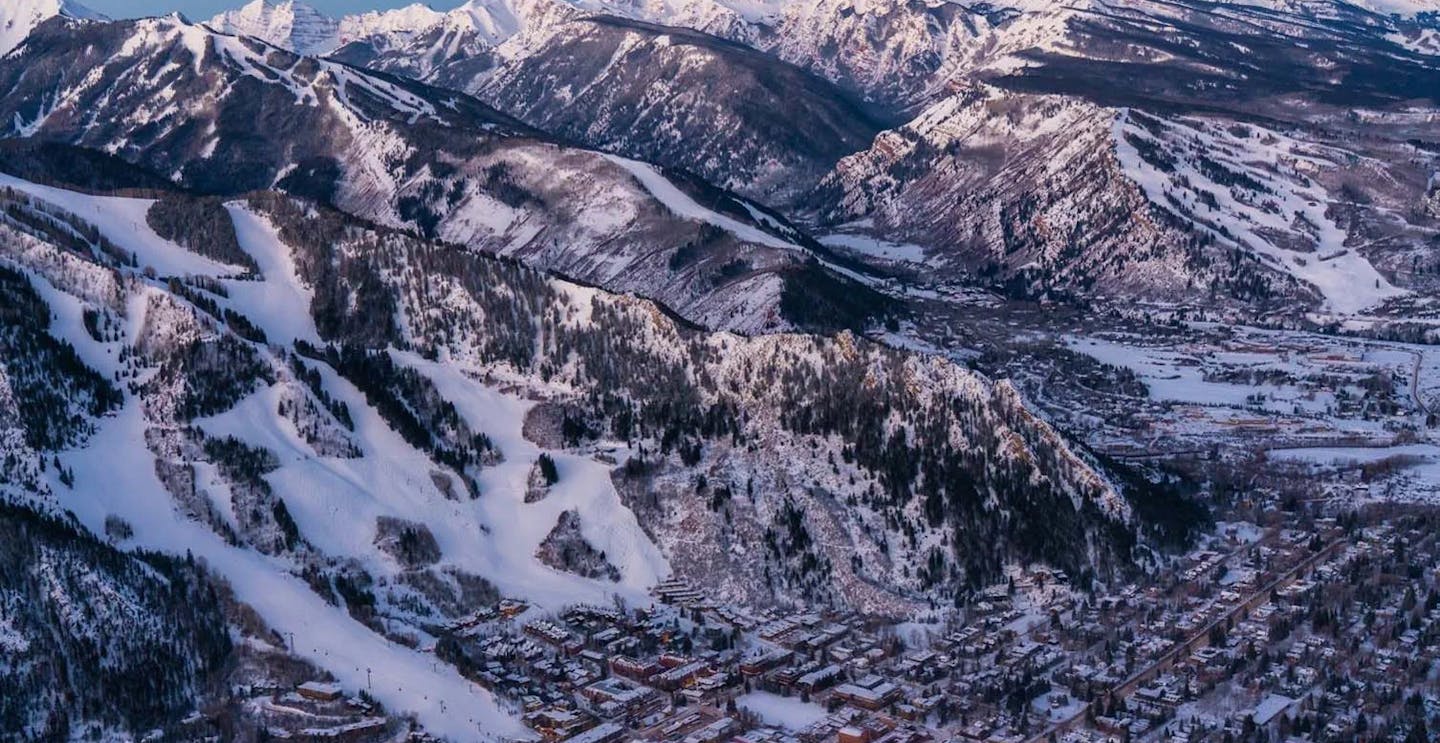 Aerial photo of Aspen Snowmass in Colorado, USA.