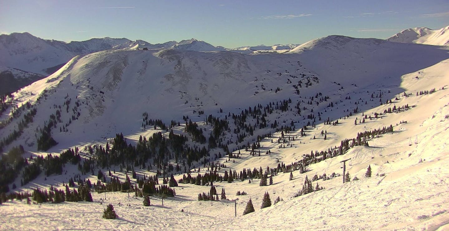 Mid-morning on the slopes of Copper Mountain in Colorado, USA.