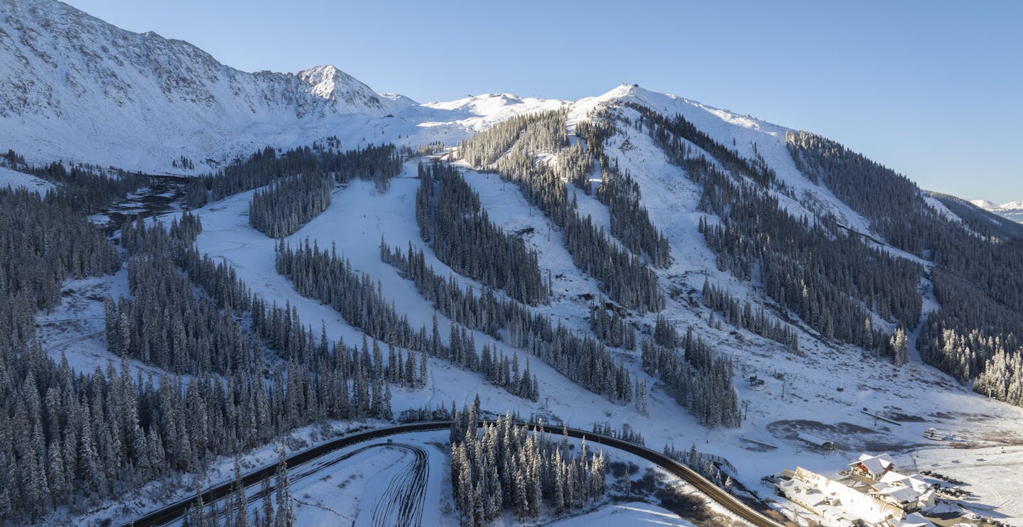 Aerial view of Arapahoe Basin (A-Basin) in Colorado, USA.