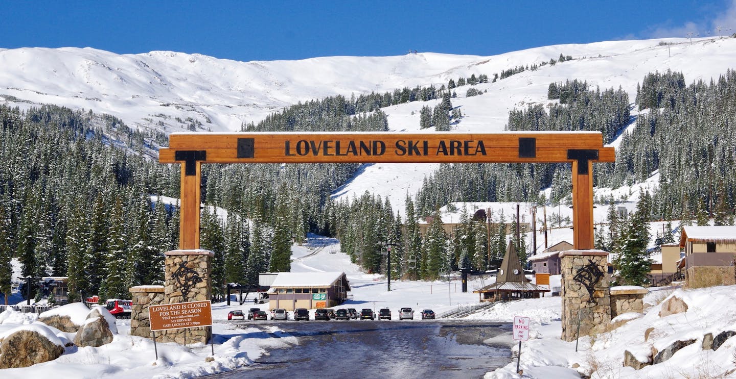 The front sign at Loveland in Colorado, USA, near Denver.