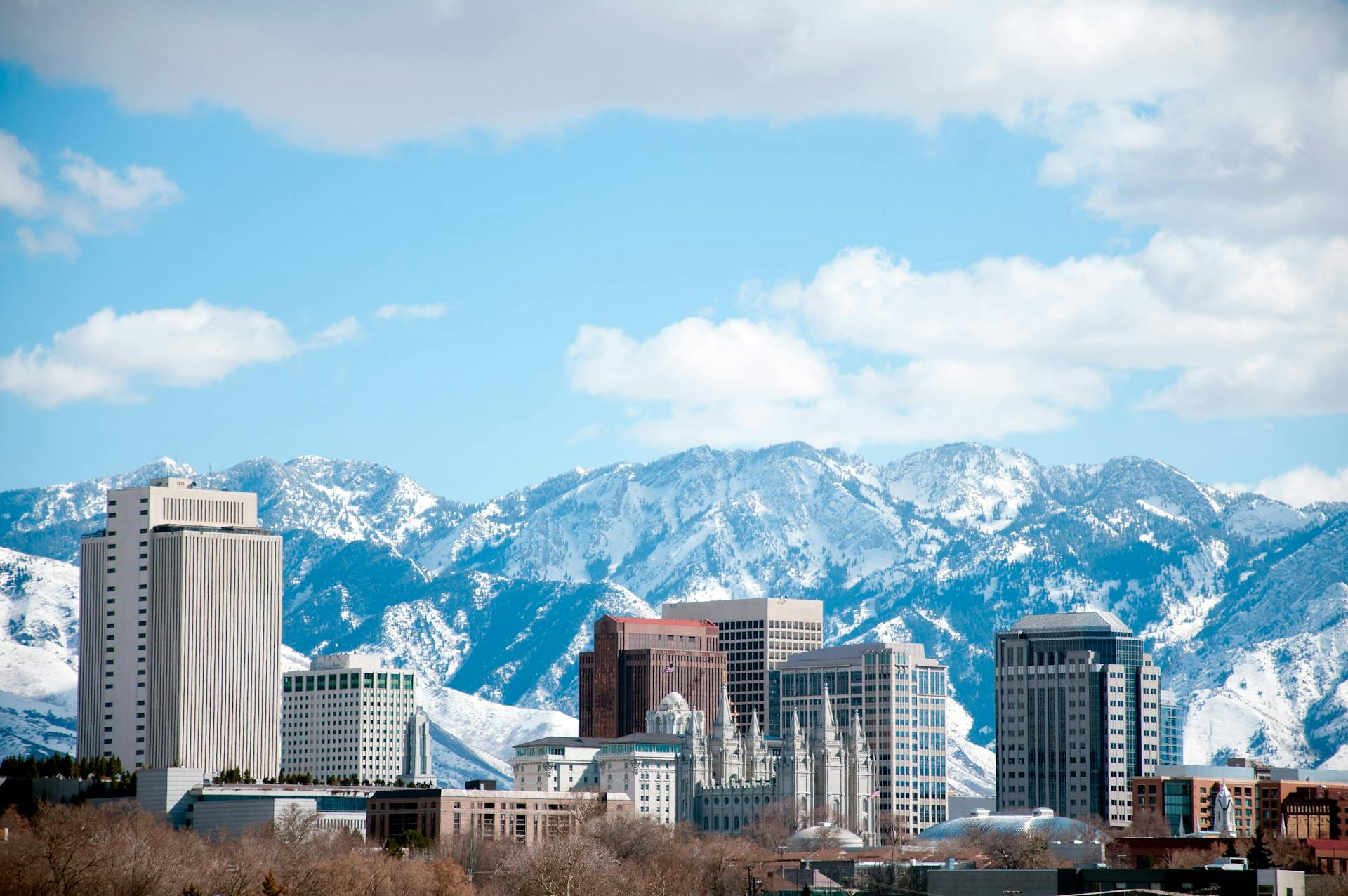 Salt Lake City, Utah, covered in snow.